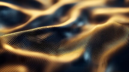 Poster - Abstract digital art depicting dynamic golden and dark waves. A luxurious and elegant design. Abstract Golden and Dark Waves: A Digital Art