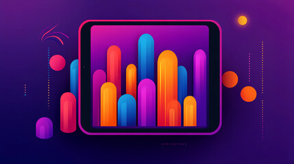 Poster - Colorful data visualization digital art infographic design abstract environment eye-level viewpoint modern concept