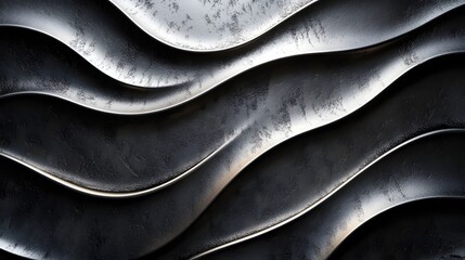 Poster - Abstract background with dark metal waves. Sleek, modern texture. Abstract Dark Metal Wave Pattern: Sleek, Modern, and Textured Background