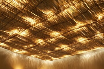 Wall Mural - Illuminated Woven Bamboo Ceiling Design