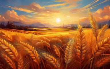 Wall Mural - Wheat field against the sky, part 51