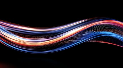 Poster - A vibrant red digital art piece with dynamic light trails and shimmering patterns, suitable for high-tech and modern imagery
