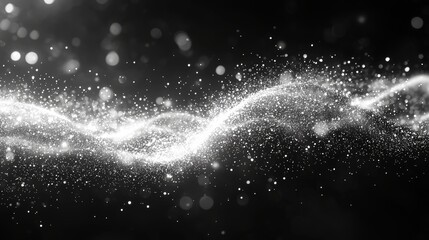 Poster - A futuristic particle surface wave with a wavy grid of cyber dots in a high-tech network 3D illustration