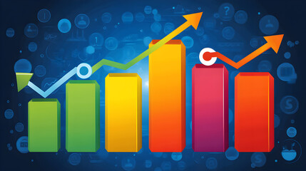 Poster - Analyzing growth trends in business metrics digital environment infographic visualization data insights