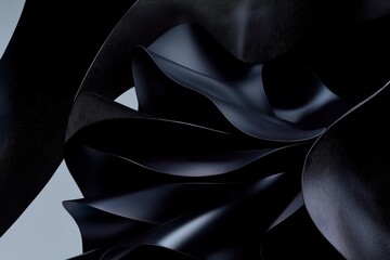 Poster - A premium stripe texture enhances this modern wavy line pattern (guilloche curves) in monochrome, ideal for a dark horizontal business banner background