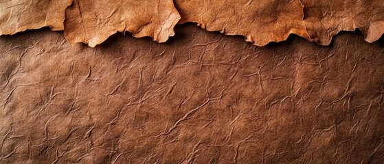 Wall Mural - Textured brown paper surface with rough, peeling edges.