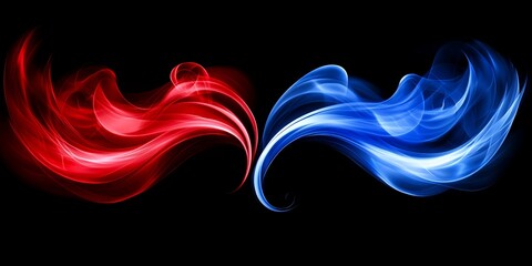 Poster - Abstract Red Blue Swirling Smoke Design Dynamic Energy Background Illustration