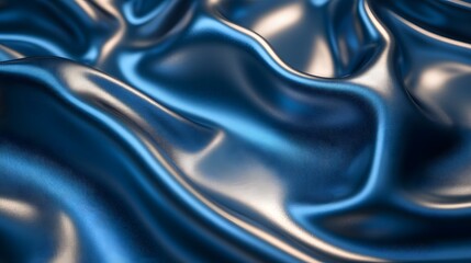 Poster - Close-up shot of luxurious blue silk fabric with soft folds and rich texture. Elegant and smooth. Abstract Blue Silk Drapery: A Luxurious Textured Background
