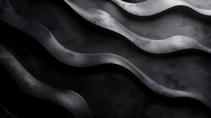 Poster - Abstract image of dark gray waves with textured surface. Monochromatic design, perfect for background. Abstract Dark Gray Waves: A Textured Monochromatic Masterpiece