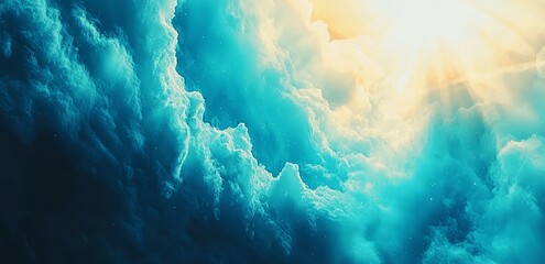 Poster - A background with a gradient that transitions from deep blue to light blue, featuring a textured design and smooth noise