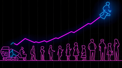 Poster - Business growth trends urban environment infographic data visualization digital art progress concept