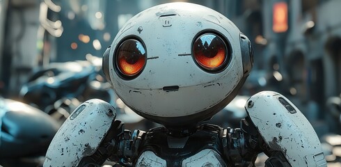 Poster - A futuristic building with robotic elements, sleek architecture, AI incorporation, and an urban environment