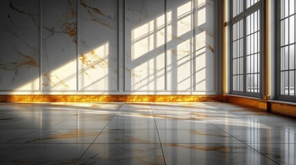 Poster - A minimalistic white background with a slender horizontal golden line positioned in the lower third of the frame