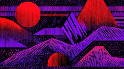 Poster - Abstract Landscape with Bold Colors and Geometric Forms