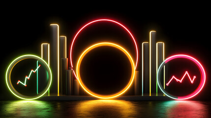 Poster - Visualizing financial growth neon graphics showcase digital space infographic design contemporary setting
