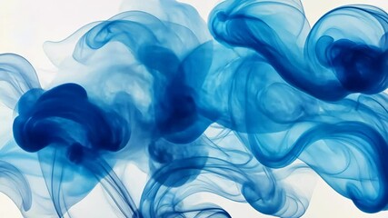Poster - Soft blue smoke gracefully swirls and dances in the air, creating a serene and tranquil atmosphere in an artistic space