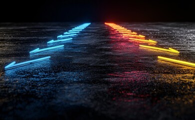 Poster - Futuristic growth arrows on a high-tech backdrop illustrate digital innovation. Central to this is large-scale data analysis, which drives progress in financial trading and investing. Graphic design
