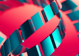 Poster - Abstract, futuristic design is perfectly encapsulated by dark holographic neon ribbons, which feature bright blue and pink highlights, a glossy texture, and a style that is unmistakably reminiscent