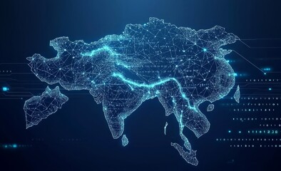 Poster - An abstract technology background highlighting Digital India, featuring a map of India.
