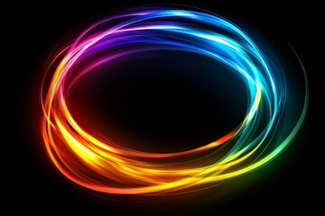 Poster - A dark backdrop featuring a creative digital technology circle, representing big data and technology. 3D rendering.