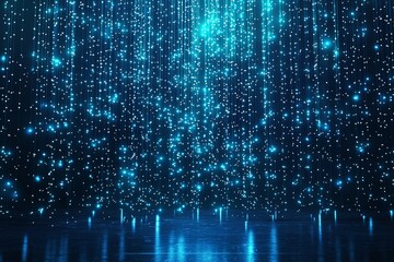 Poster - A digital realm with radiant blue particles and lines, generating an otherworldly, futuristic mood reminiscent of science fiction.
