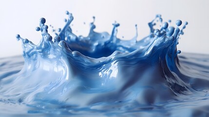 Poster - A powerful and dynamic splash of fresh blue water creating mesmerizing shapes  patterns  and textures  The image showcases the fluid motion  transparency  and vibrant colors of the water