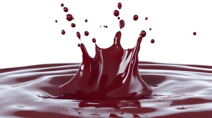 Wall Mural - Red Liquid Splash on White Background with Flying Drops Isolated