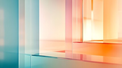 Leinwandbilder - Abstract architectural interior with modern geometric glass walls minimalist pattern and symmetric light reflection  Clean contemporary and futuristic design for a showcase or art installation