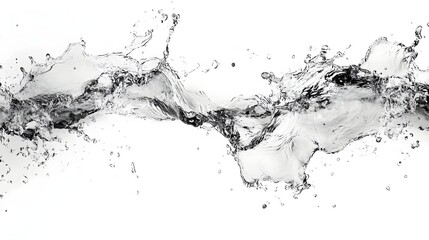 Fototapete - Abstract background with dramatic flowing water splash transparent droplets and chaotic movement  Fluid dynamics hydrology and nature concept