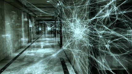 Poster - Exploring digital connectivity modern hallway abstract art urban environment perspective technology concept
