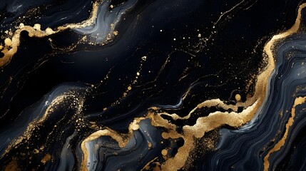 Poster - Abstract golden and black marble texture with dynamic movement and flowing patterns  Luxury creative background for website banner brochure fashion or digital art design  Modern elegant