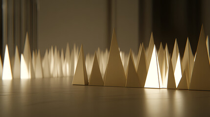 Poster - Illuminated paper peaks contemporary art installation urban gallery minimalist design ground level creative expression