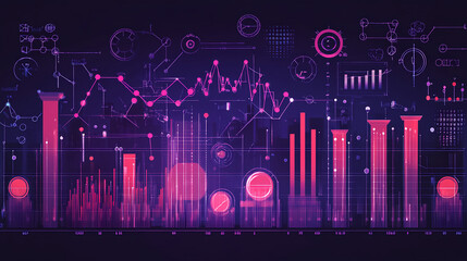 Poster - Data visualization analysis digital workspace infographic design modern technology environment abstract concept