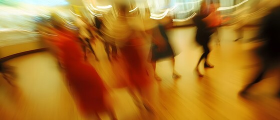 Poster - Blurred motion of a bustling city crowd rushing through the streets depicting the fast paced energetic and dynamic urban lifestyle of modern metropolitan living  The image conveys a sense of momentum