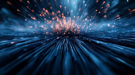 Poster - Vibrant Blue Burst of Glittering Light Radiating Outward in Motion