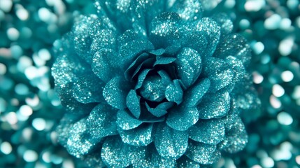 Poster - Vibrant Blue Glitter Flower Radiating Beauty and Elegance in Bright Colors