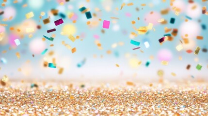 Poster - Holographic Glitter Flurry Suspended in Mid-Air Against a Soft Background