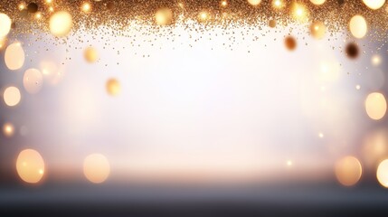 Poster - Shimmering Golden Curtain with Glitter Cascading Background for Events