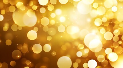 Poster - Soft Bokeh Lights in Golden Background with Overlapping Circles and Blur