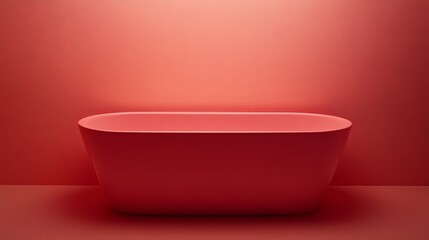 Poster - Modern Red Bathtub Against a Smooth Color Coordinated Background
