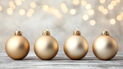 Poster - Golden Decorative Ornaments with Soft Lights for Perfect Holiday Backdrop
