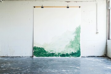 Poster - A concrete wall is used to display a white poster, or blank paper labels are utilized to publicize marketing details and ideas