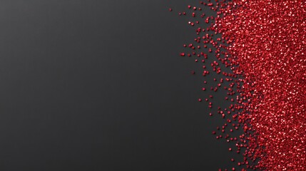 Poster - Ruby Red Glitter Sparkling on a Dark Background in Intricate Arrangement