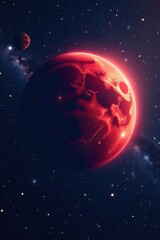 Wall Mural - Majestic red planet in the night sky surrounded by stars and galaxies, celestial, stars, cosmos