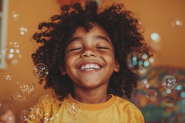 Poster - An African-American youngster is depicted on a bright colored background grasping a blank poster