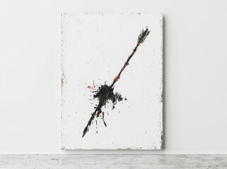 Poster - A blank vertical rectangle poster template is positioned upright on a white table against a white background, depicted in 3D illustration