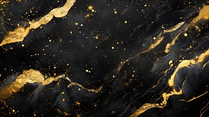 Poster - Captivating abstract background featuring a mesmerizing marble like texture in dark tones complemented by shimmering golden accents creating a cosmic luxurious and avant garde aesthetic