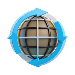 Poster - Dynamic 3D Globe with Arrows Representing Global Exchange and Connectivity