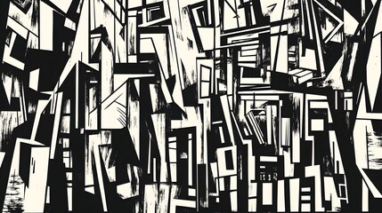 Leinwandbilder - Captivating Abstract Geometric Architectural Composition in Black and White