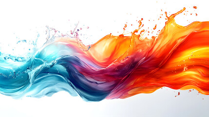 Poster - Captivating abstract image of vibrant liquid paint splashing and flowing in mesmerizing motion creating dynamic and colorful patterns that evoke a sense of energy imagination and digital art
